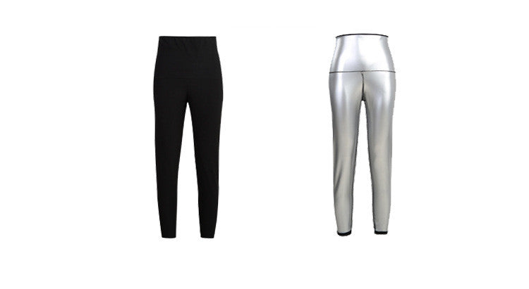 Women's High Waist Double-Layer Athletic Pants with Silver-Coated Inner Lining - Shorts and Full Length