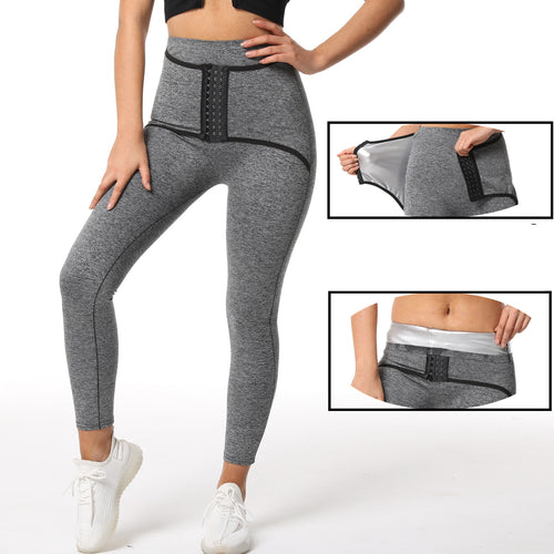 Women's High Waist Hook Closure Athletic Leggings - Full Length Workout Pants with Waist Belt