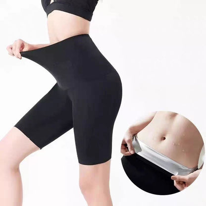 Women's High Waist Double-Layer Athletic Pants with Silver-Coated Inner Lining - Shorts and Full Length