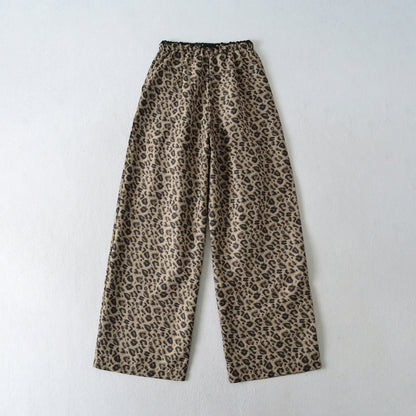 Retro Color Blocked Loose Straight Leg Wide Leg Athletic Pants with Leopard Print - Casual Sporty Trousers for Women