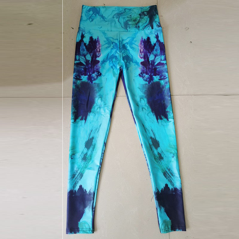 Tie-Dye High Waist Athletic Leggings for Women - Stretch Workout Running Yoga Pants
