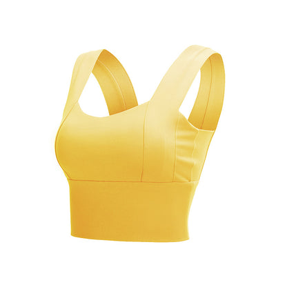Women's Square Neck Wide Strap Crop Sports Bra Tank Top - Slim Fit Athletic Vest