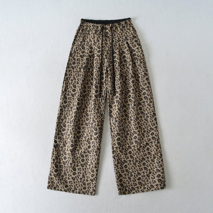 Retro Color Blocked Loose Straight Leg Wide Leg Athletic Pants with Leopard Print - Casual Sporty Trousers for Women