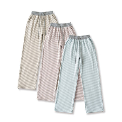Derong Lazy Style Contrasting Striped High Waisted Wide Leg Athletic Pants - Casual Sporty Trousers for Women