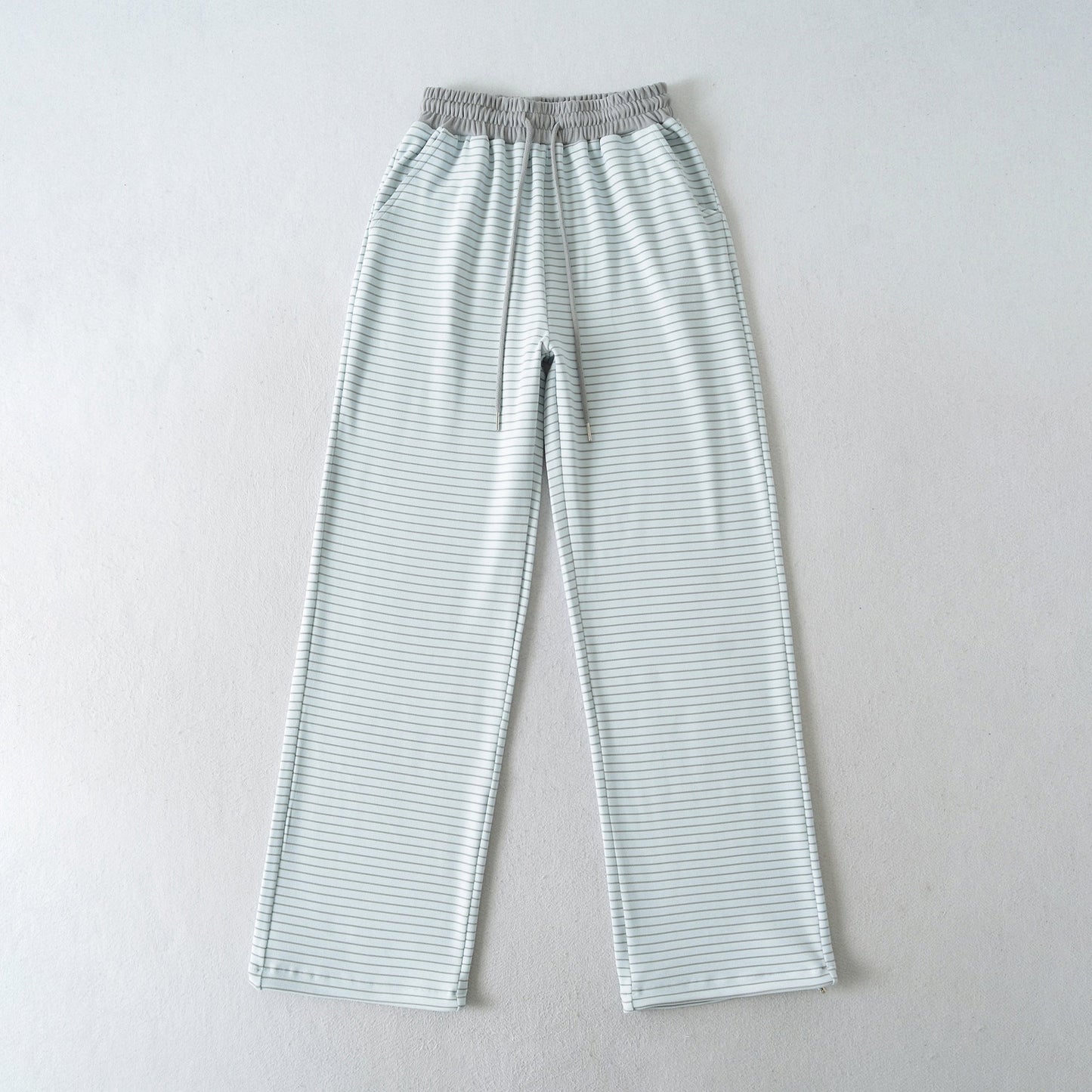 Derong Lazy Style Contrasting Striped High Waisted Wide Leg Athletic Pants - Casual Sporty Trousers for Women